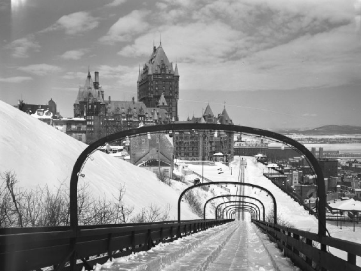 a view of a snow covered bridge