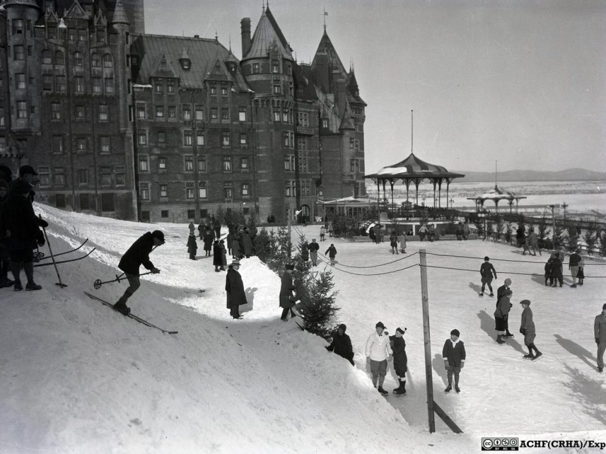 a group of people walking in the snow