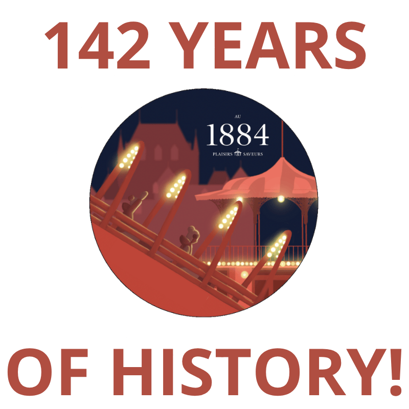 Illustrated carousel at night with text '142 Years of History!'